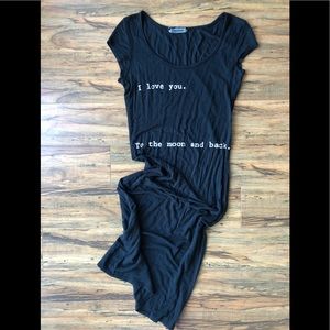 Long printed black tee dress